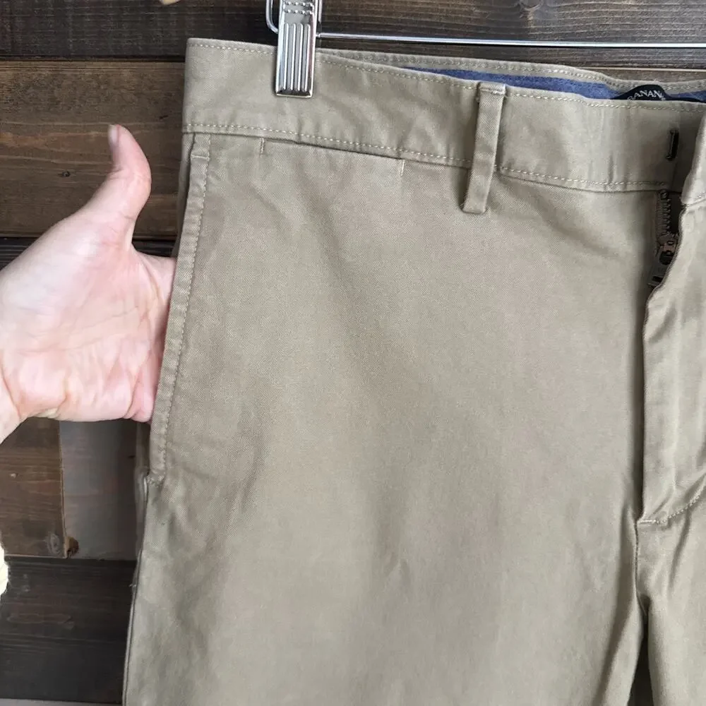 Banana Republic Fulton Chino Pants 34x32 Khaki Tan Skinny Fit Cotton Stretch